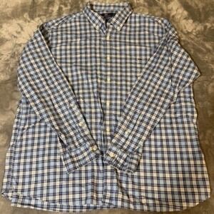 Vineyard Vines Classic Fit Plaid Button Down Shirt Men's XXL Blue White Cotton